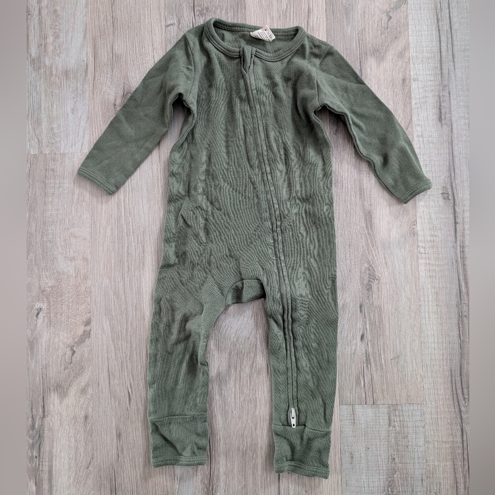 Larkspur Cotton Olive Green Kids One Piece, 6-12m (V2)